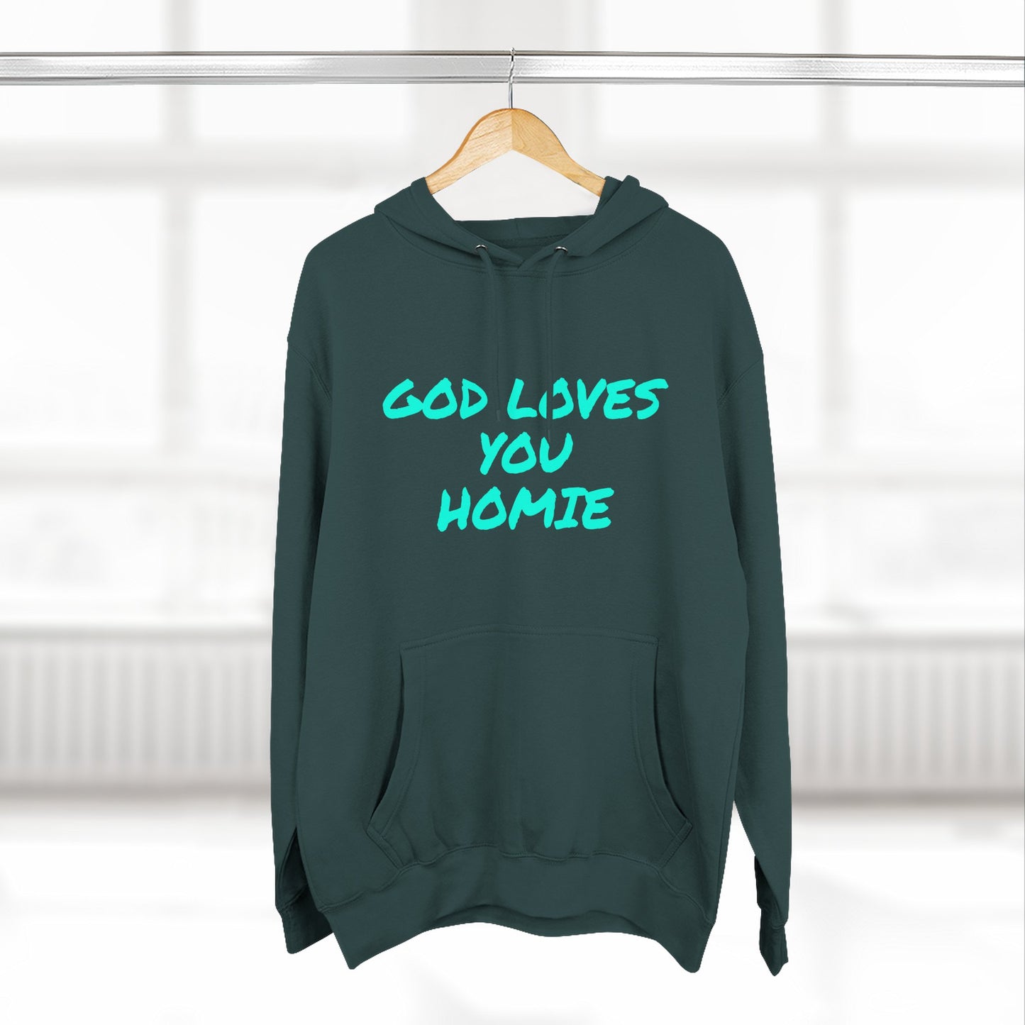God Loves You Homie Fleece Hoodie, Motivational Sweatshirt, Spiritual Gift, Streetwear, Cozy Loungewear, Faith-Inspired Apparel