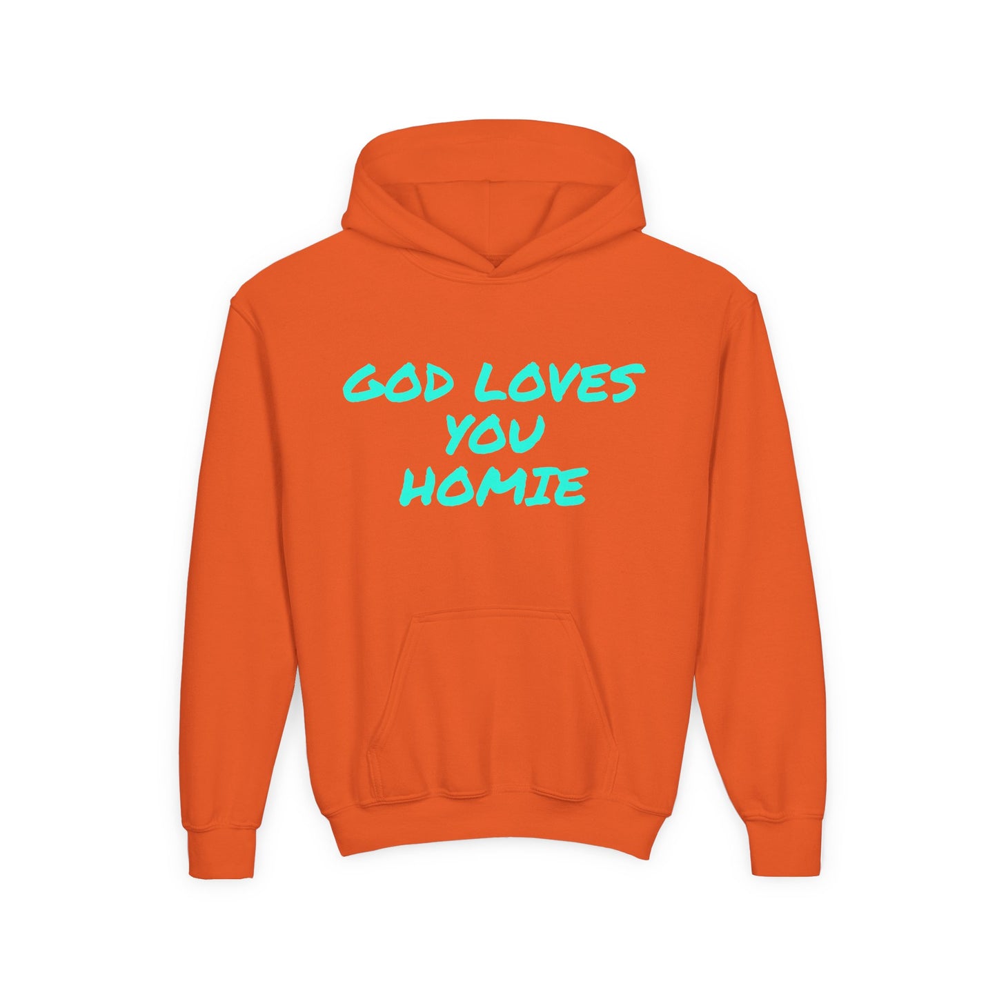 Youth Hoodie: 'God Loves You Homie' Inspirational Sweatshirt, Motivational Gift for Teens, Cozy Casual Wear, Perfect for Any Occasion