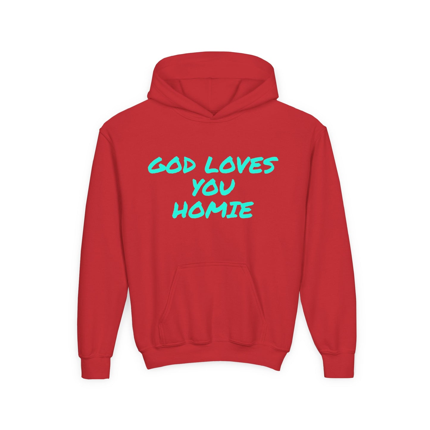 Youth Hoodie: 'God Loves You Homie' Inspirational Sweatshirt, Motivational Gift for Teens, Cozy Casual Wear, Perfect for Any Occasion