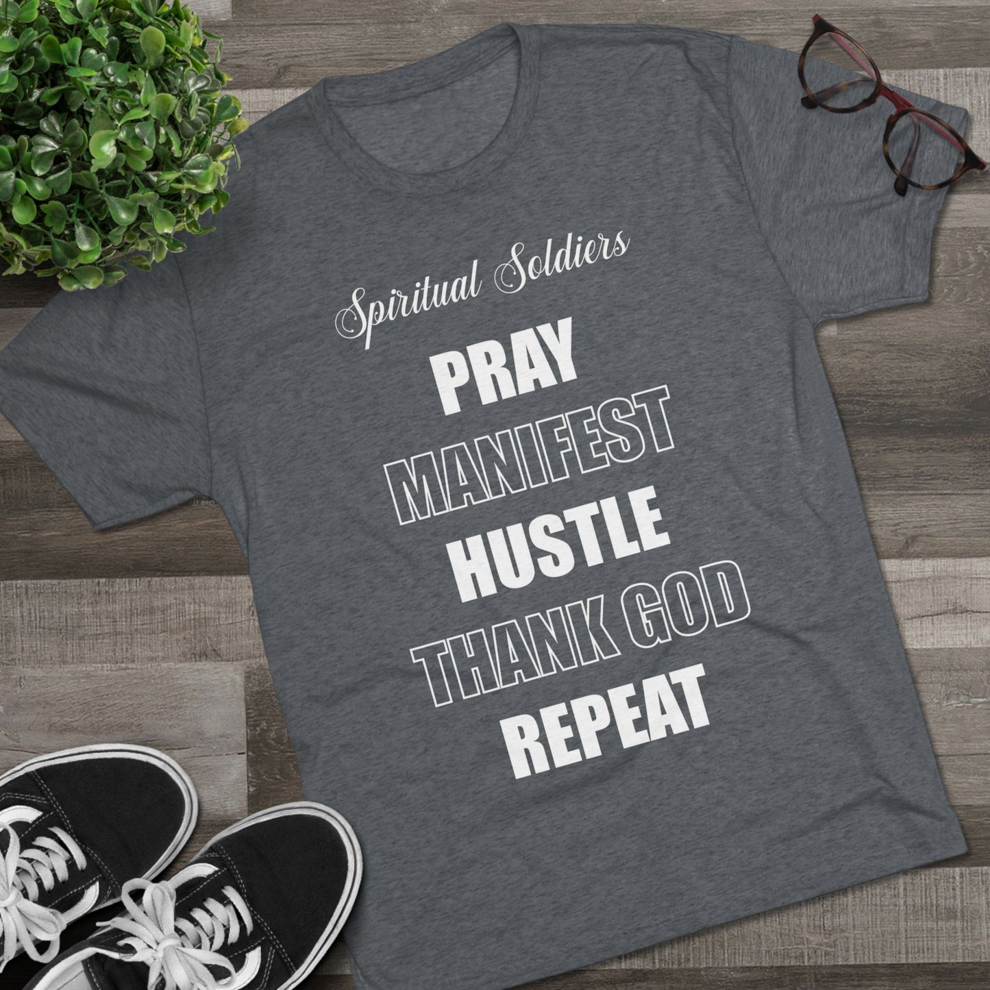 Spiritual Soldiers Tri-Blend Crew Tee | Faith-Based T-Shirt, Inspirational Apparel, Christian Gifts, Motivational Clothing, Everyday Wear