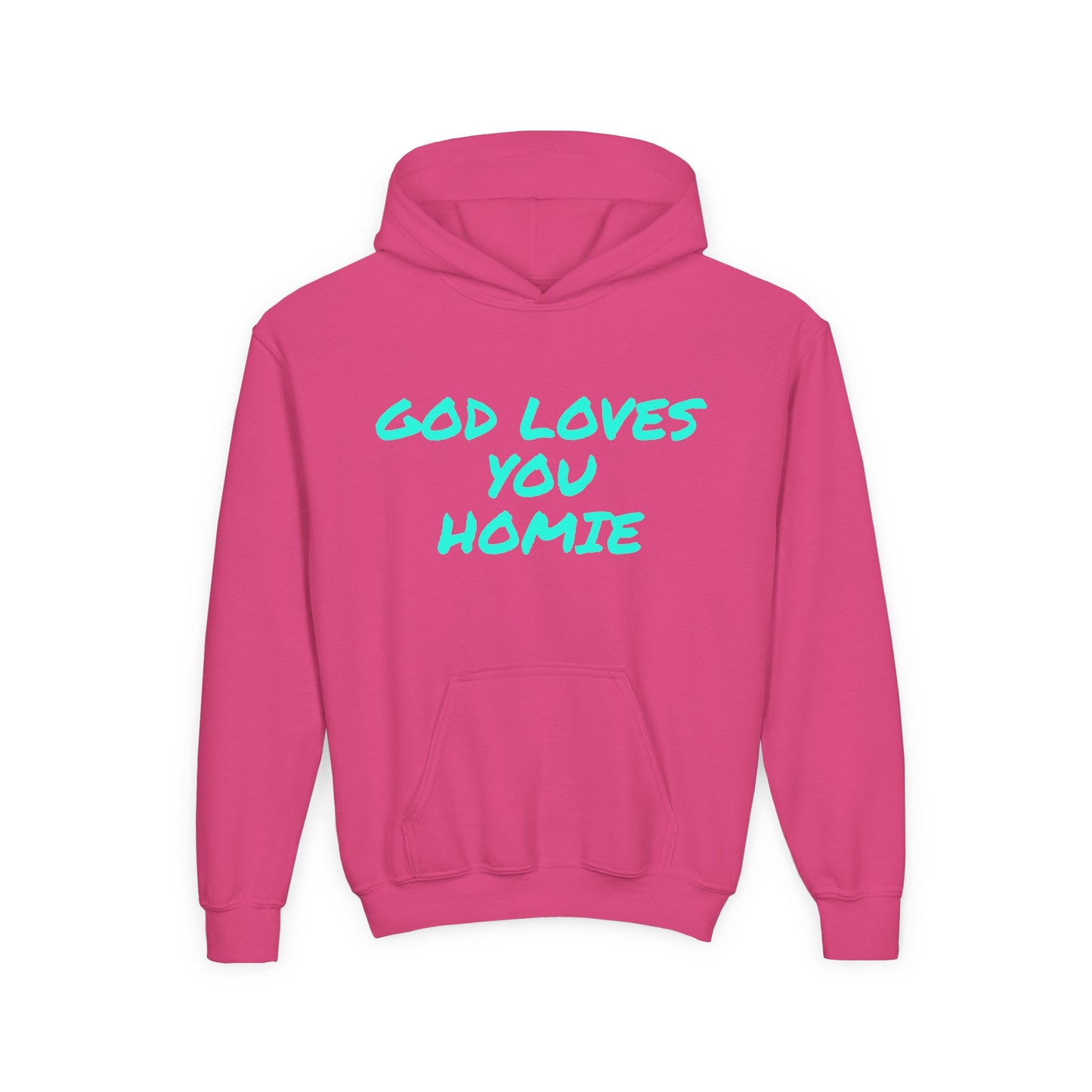 Youth Hoodie: 'God Loves You Homie' Inspirational Sweatshirt, Motivational Gift for Teens, Cozy Casual Wear, Perfect for Any Occasion