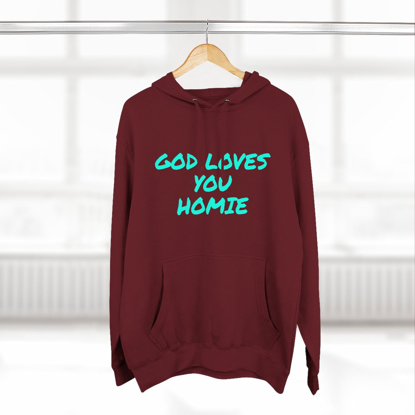 God Loves You Homie Fleece Hoodie, Motivational Sweatshirt, Spiritual Gift, Streetwear, Cozy Loungewear, Faith-Inspired Apparel