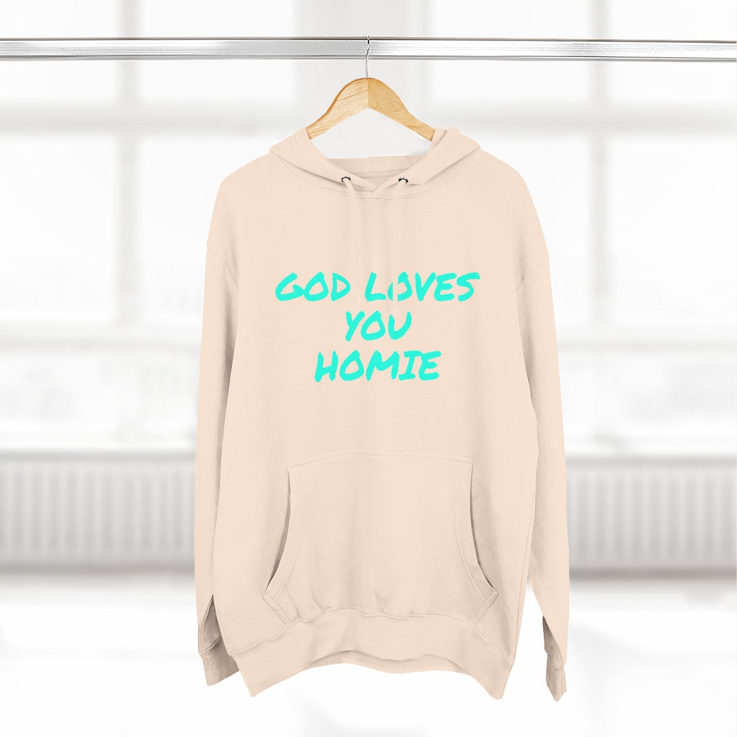 God Loves You Homie Fleece Hoodie, Motivational Sweatshirt, Spiritual Gift, Streetwear, Cozy Loungewear, Faith-Inspired Apparel