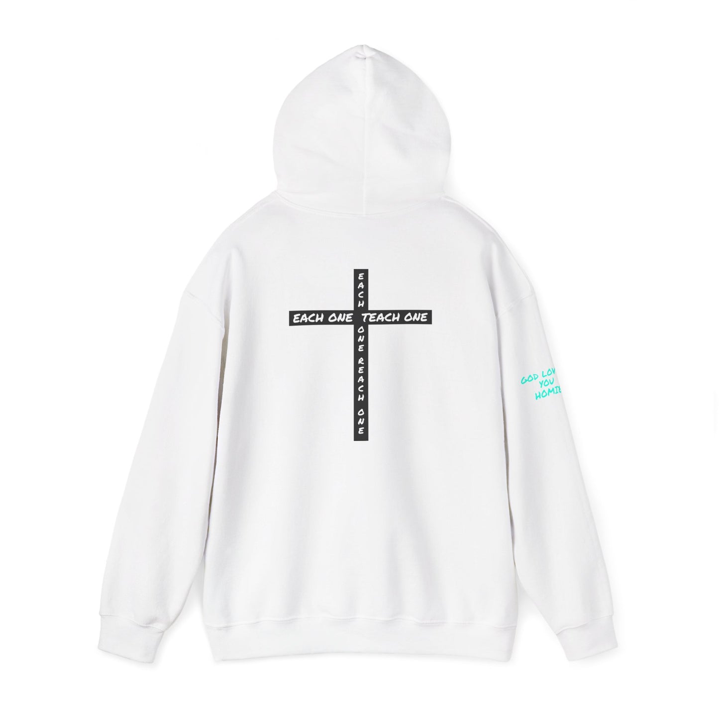 Highly Favored Hoodie — ‘Each One Teach One’ Cross Christian Pullover