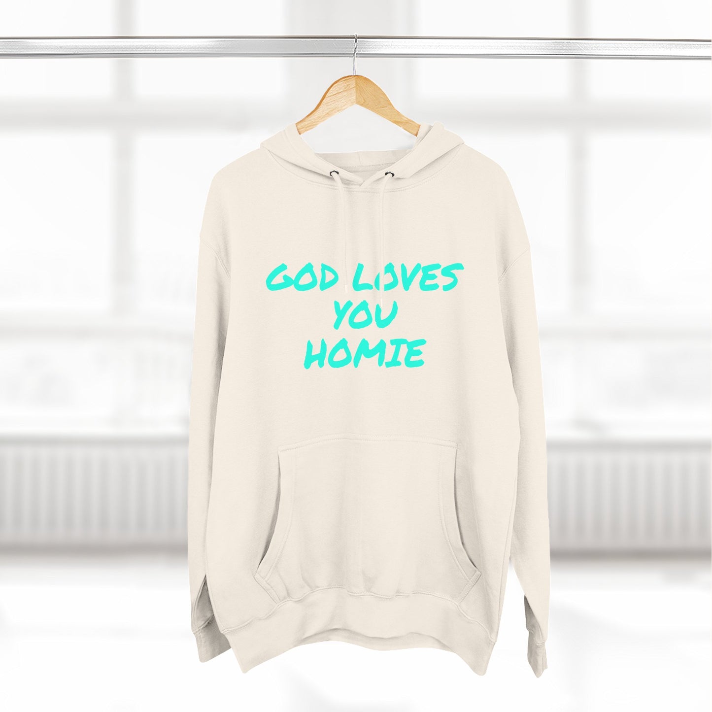 God Loves You Homie Fleece Hoodie, Motivational Sweatshirt, Spiritual Gift, Streetwear, Cozy Loungewear, Faith-Inspired Apparel