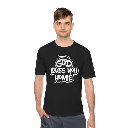 Faith-Inspired Unisex Moisture Wicking Tee | God Loves You Homie | Inspirational Workout Shirt, Religious Apparel, Casual Wear, Gift [...]
