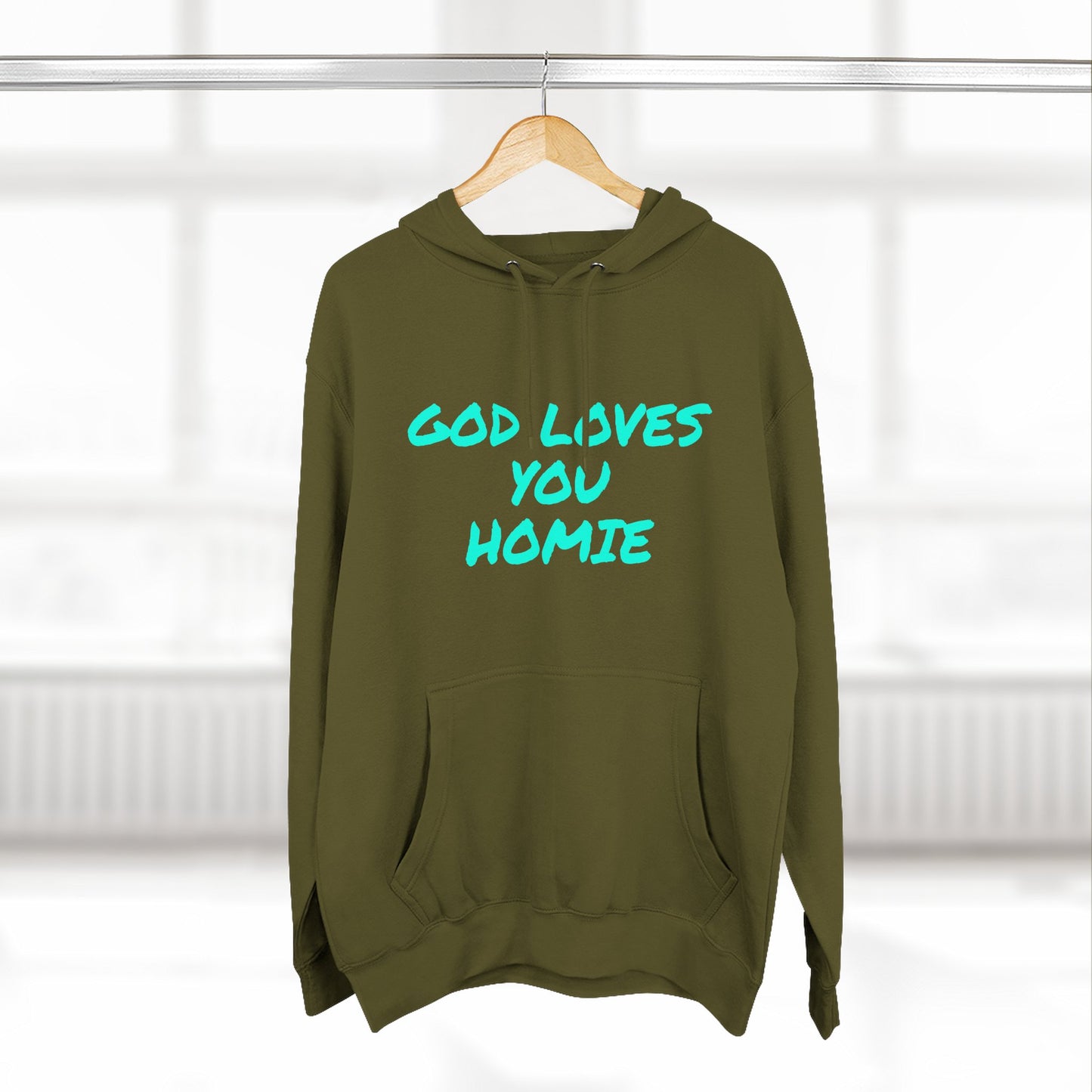 God Loves You Homie Fleece Hoodie, Motivational Sweatshirt, Spiritual Gift, Streetwear, Cozy Loungewear, Faith-Inspired Apparel