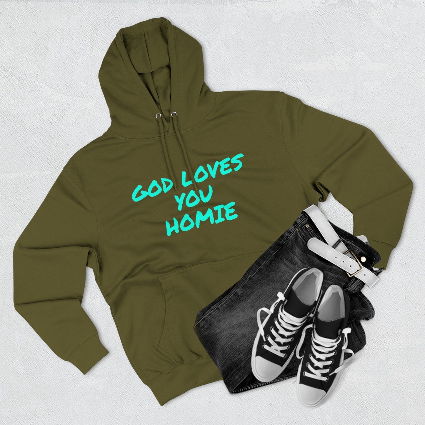 God Loves You Homie Fleece Hoodie, Motivational Sweatshirt, Spiritual Gift, Streetwear, Cozy Loungewear, Faith-Inspired Apparel