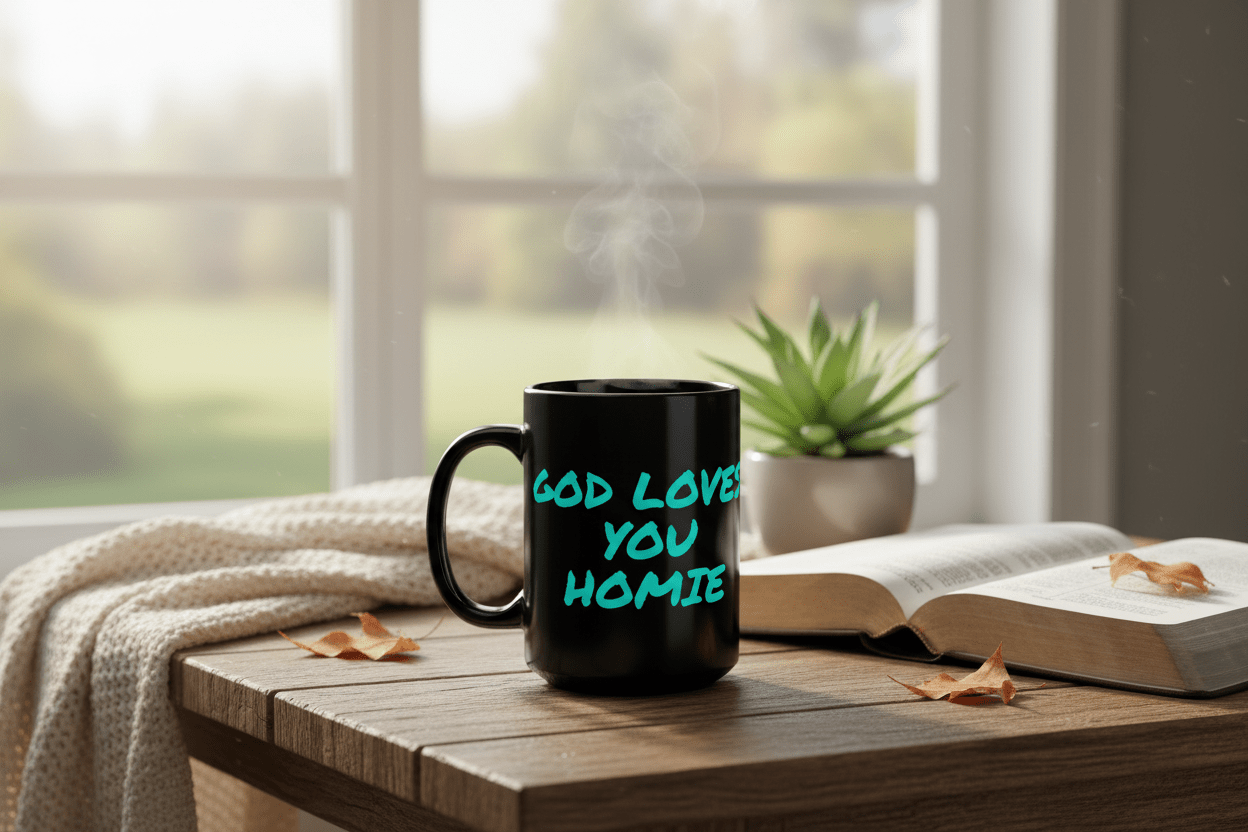 God Loves You Homie Black Ceramic Mug – 15 oz - God loves you Homie
